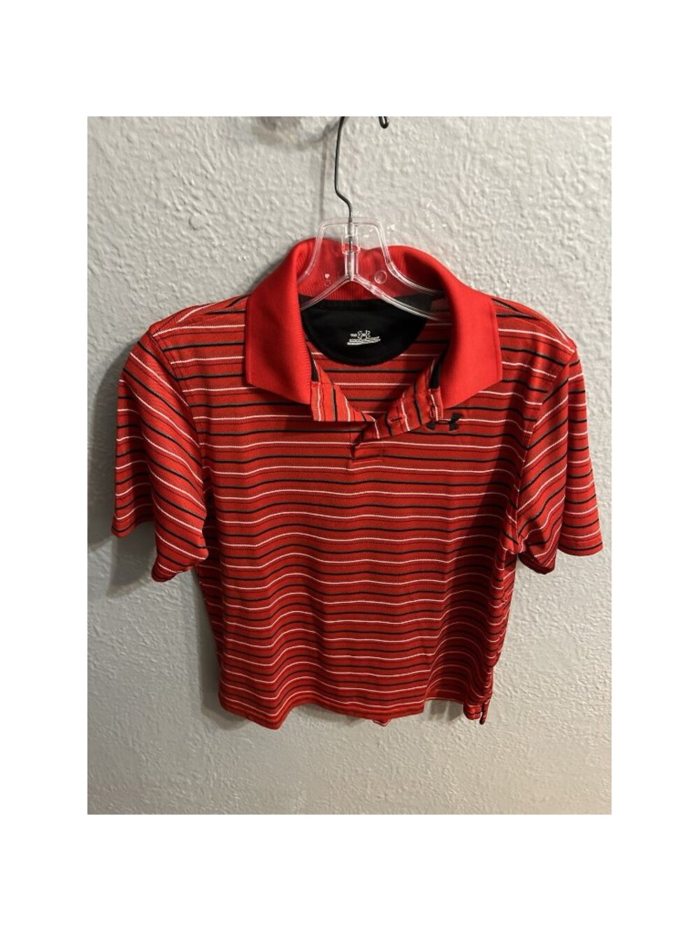 Under Armour Heat Boys Loose Polo Shirt Youth XL Lot Red Striped
